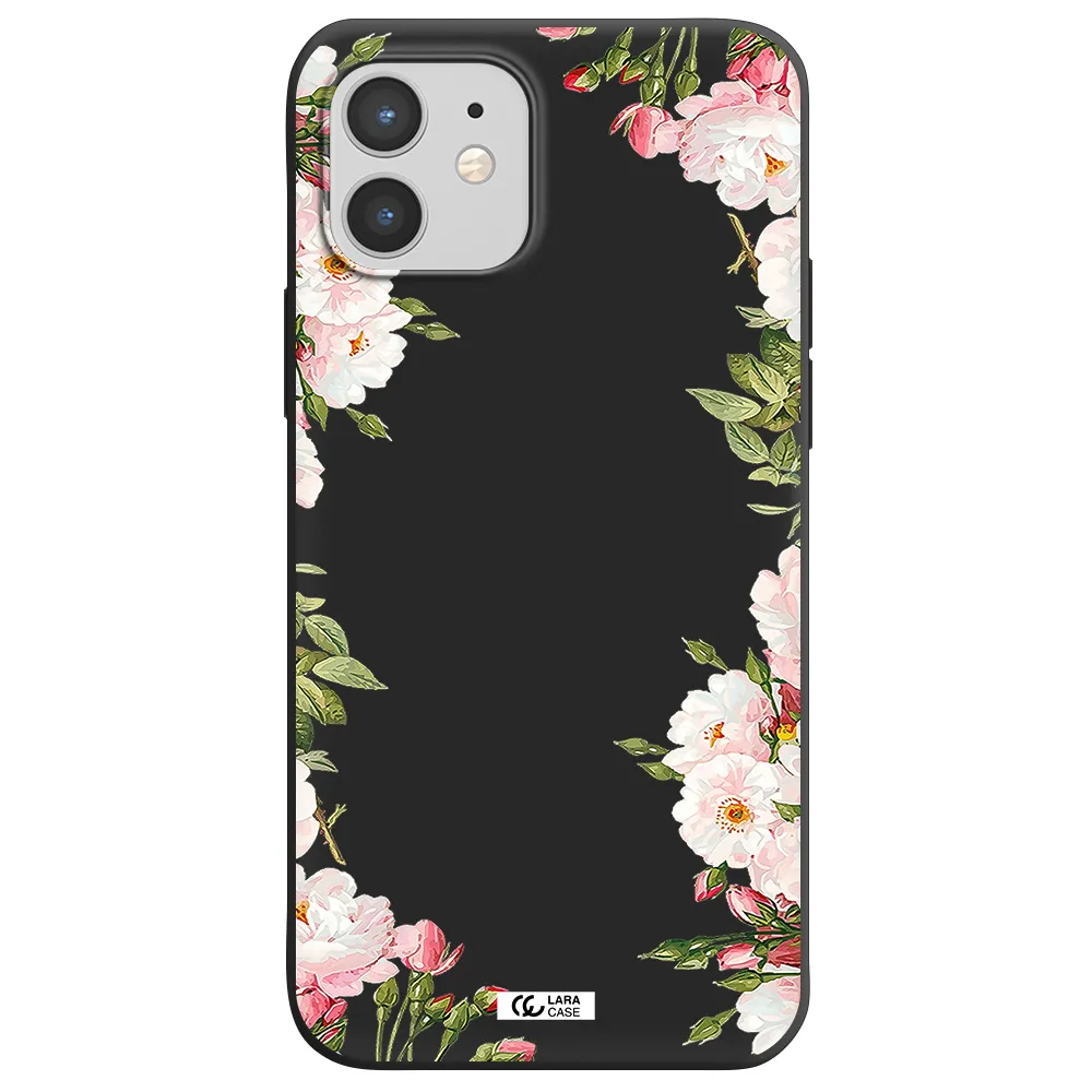 Watercolor Floral Frame Apple iPhone 12 mini Silicone black Case