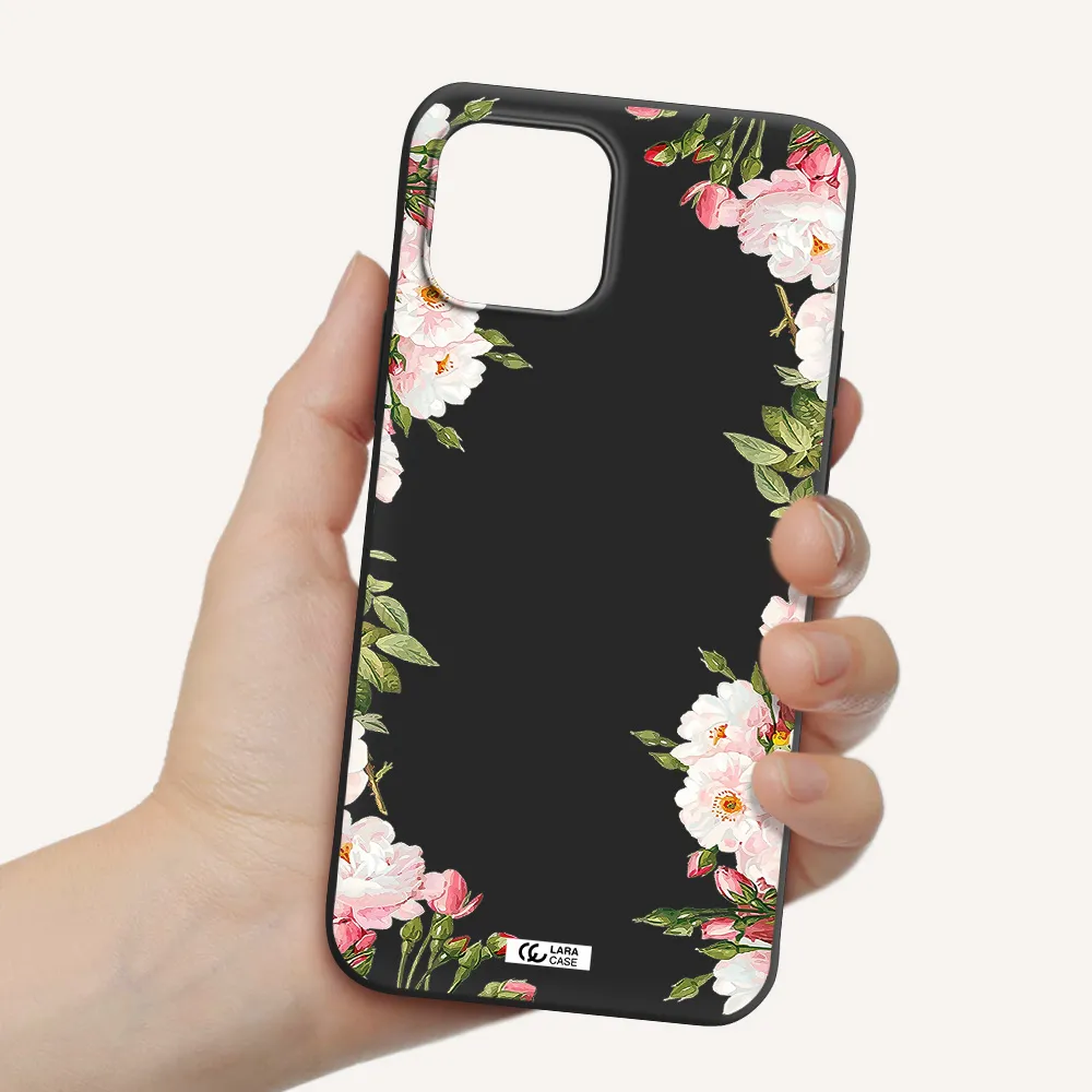 Watercolor Floral Frame Apple iPhone 12 mini Silicone black Case