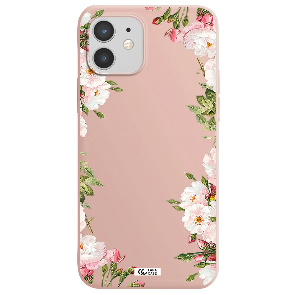 Watercolor Floral Frame Apple iPhone 12 mini Silicone pastel pink Case