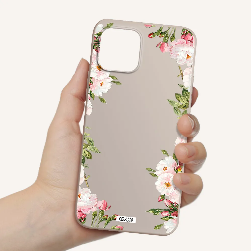 Watercolor Floral Frame Apple iPhone 12 mini Silicone Stone Case
