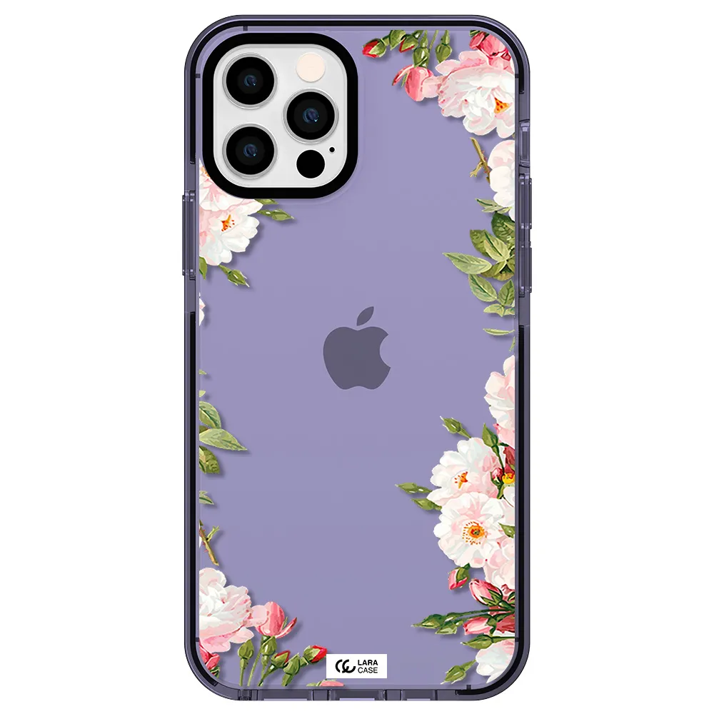 Watercolor Floral Frame Apple iPhone 12 pro impact Lilac Case