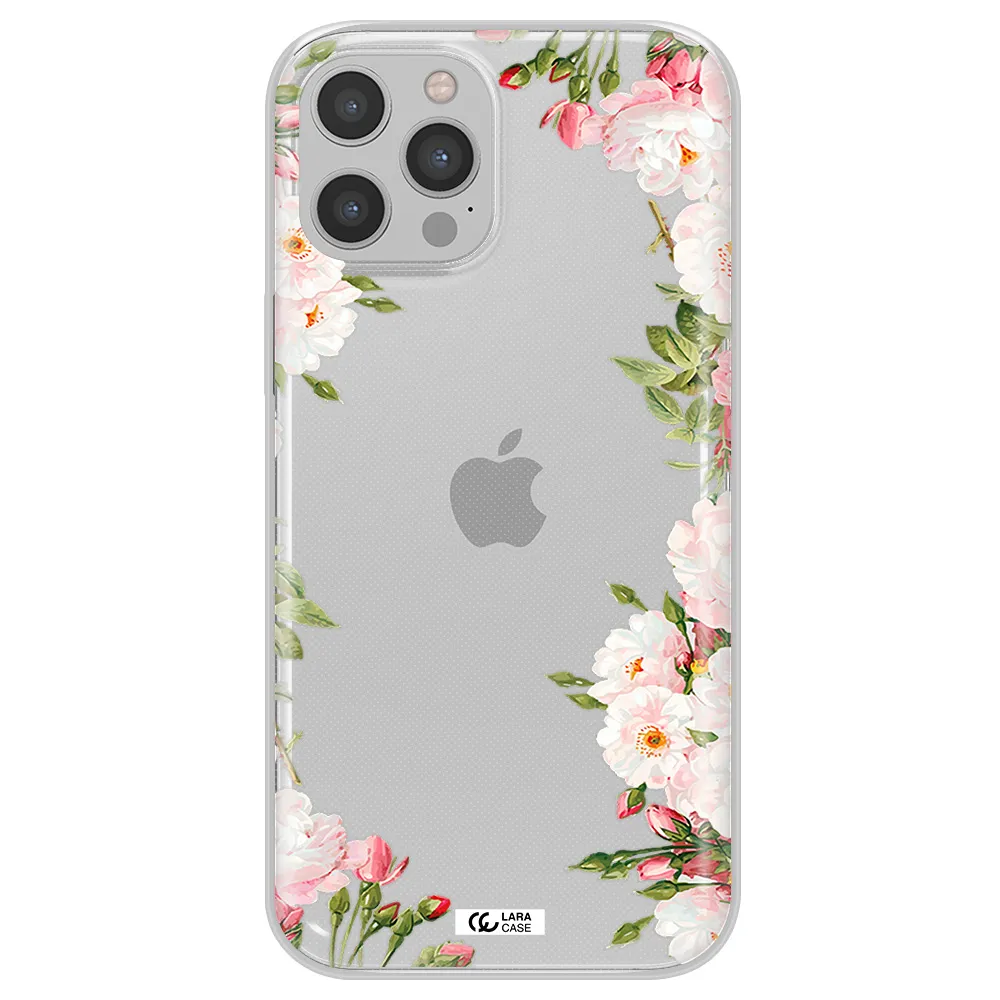 Watercolor Floral Frame Apple iPhone 12 pro max Clear TPU Case