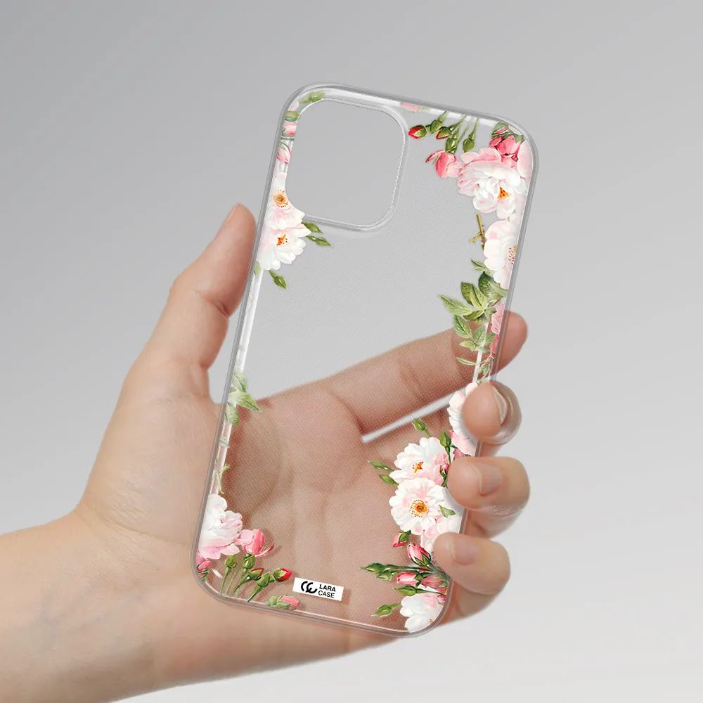 Watercolor Floral Frame Apple iPhone 12 pro max Clear TPU Case