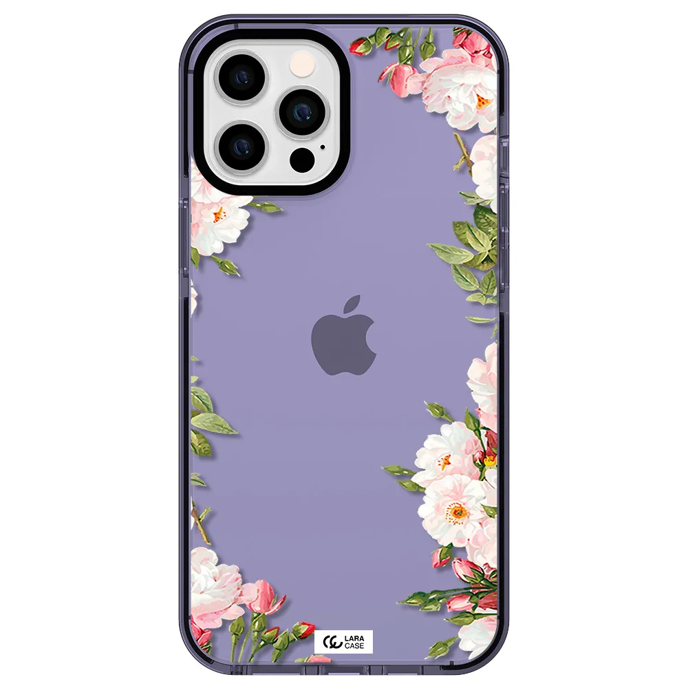 Watercolor Floral Frame Apple iPhone 12 pro max impact Lilac Case