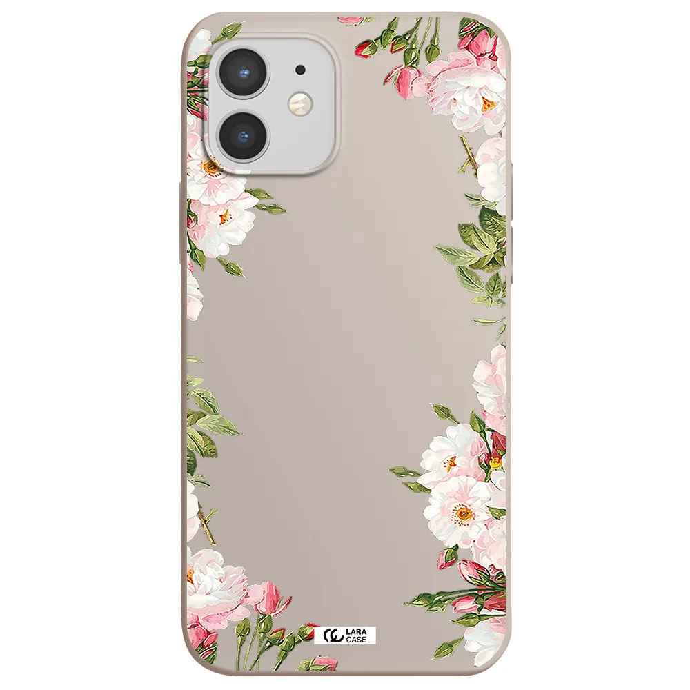 Watercolor Floral Frame Apple iPhone 12 Silicone Stone Case