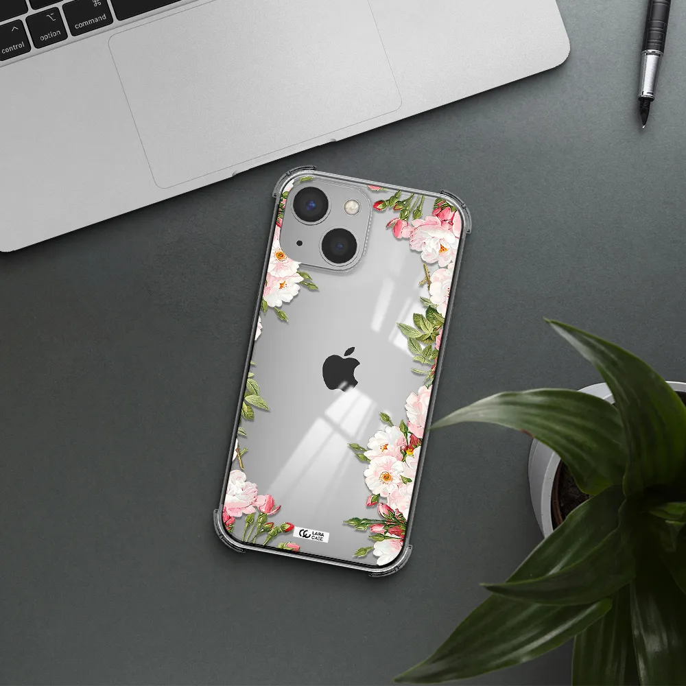 Watercolor Floral Frame Apple iPhone 13 Clear PC Case