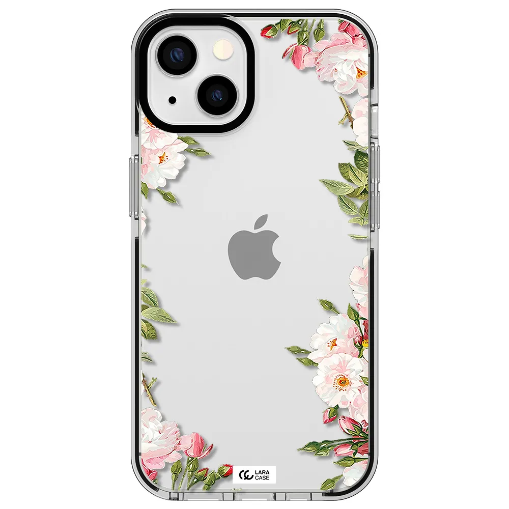 Watercolor Floral Frame Apple iPhone 13 impact black border Case