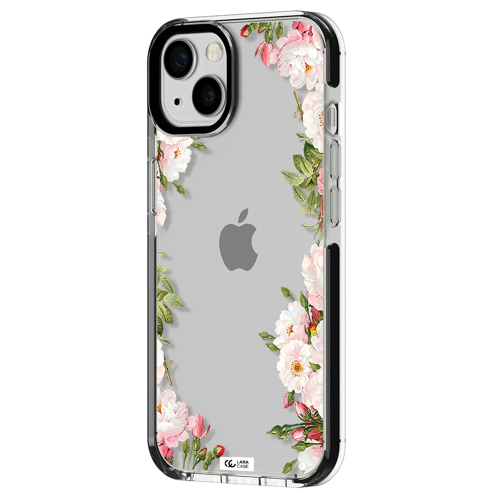 Watercolor Floral Frame Apple iPhone 13 impact black border Case
