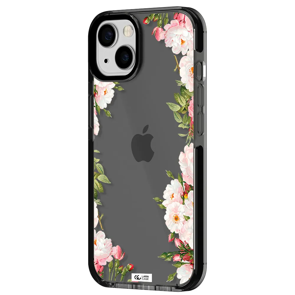 Watercolor Floral Frame Apple iPhone 13 impact Smoke Black Case