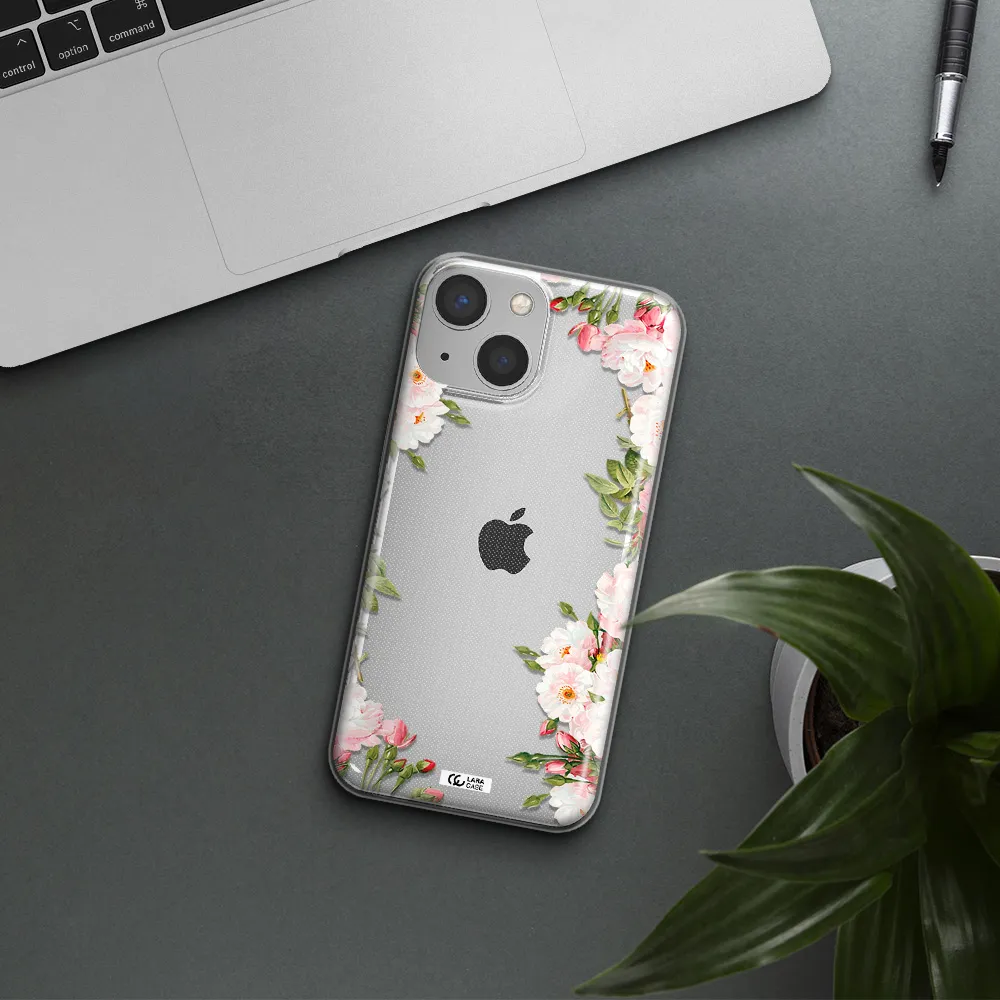 Watercolor Floral Frame Apple iPhone 13 mini Clear TPU Case