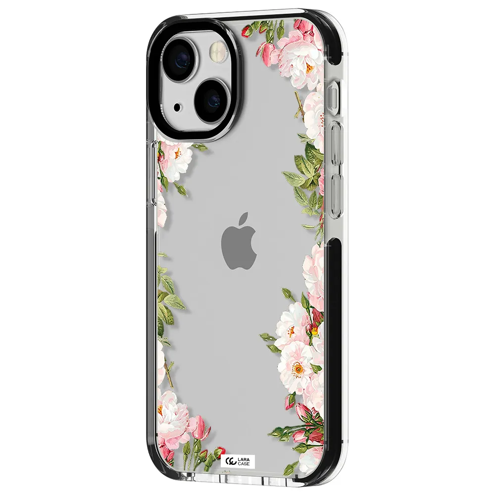 Watercolor Floral Frame Apple iPhone 13 mini impact black border Case