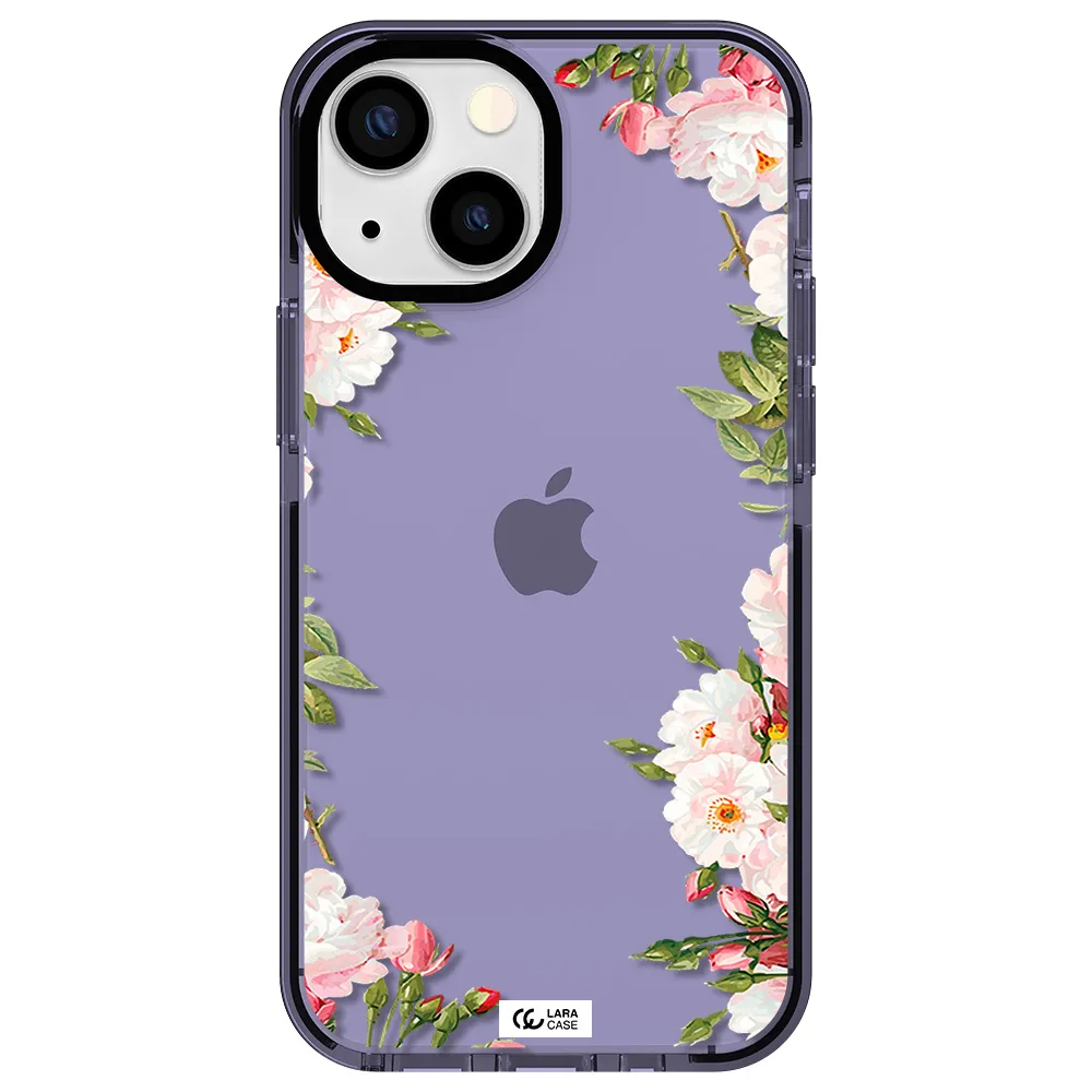 Watercolor Floral Frame Apple iPhone 13 mini impact Lilac Case
