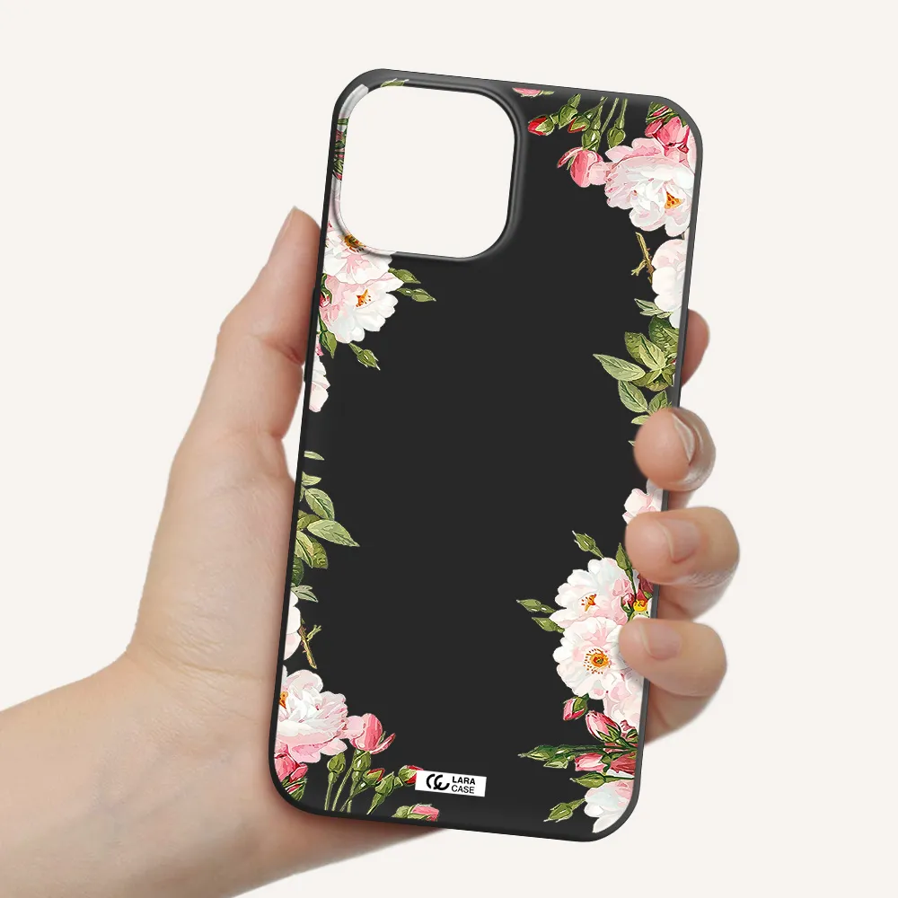 Watercolor Floral Frame Apple iPhone 13 mini Silicone black Case