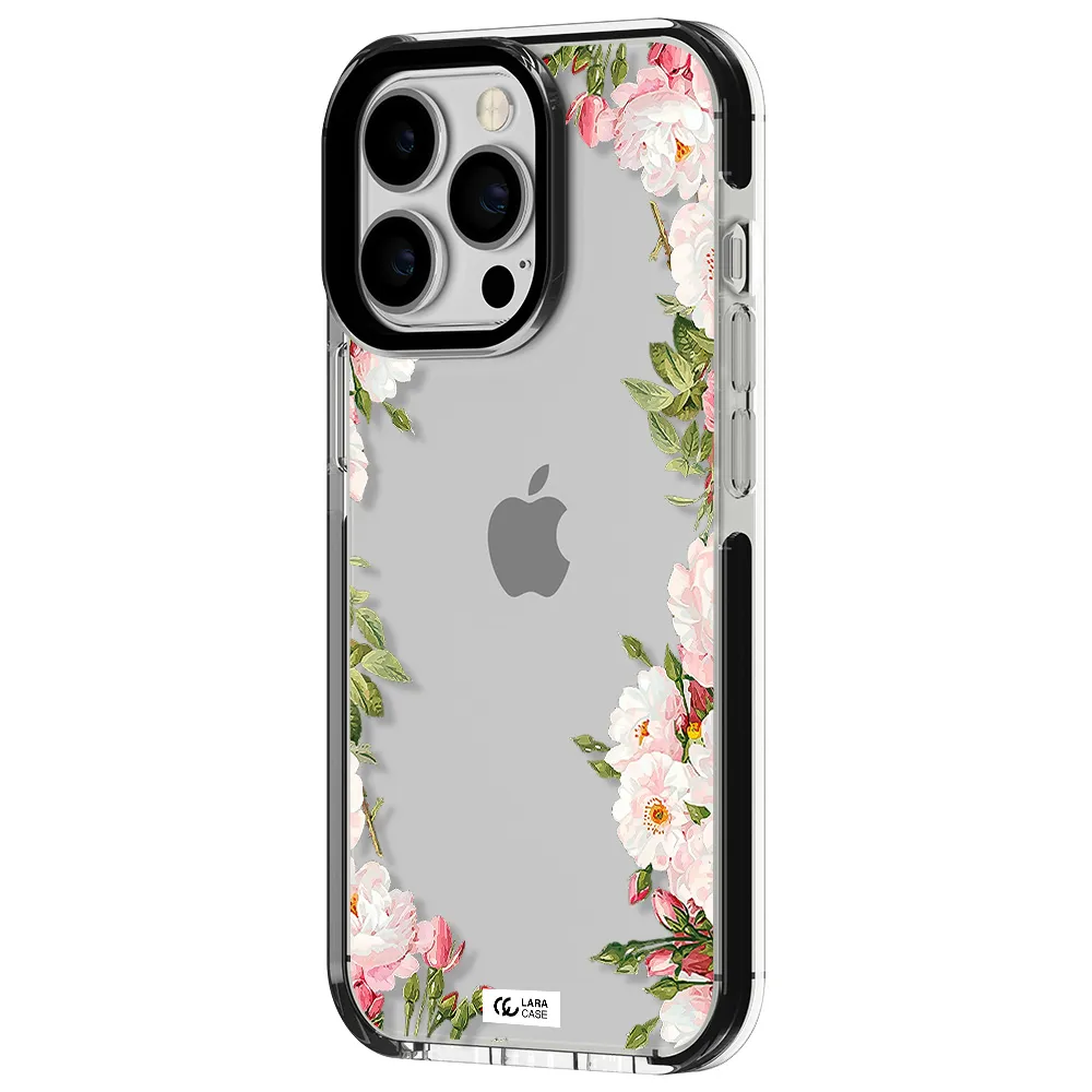 Watercolor Floral Frame Apple iPhone 13 Pro impact black border Case
