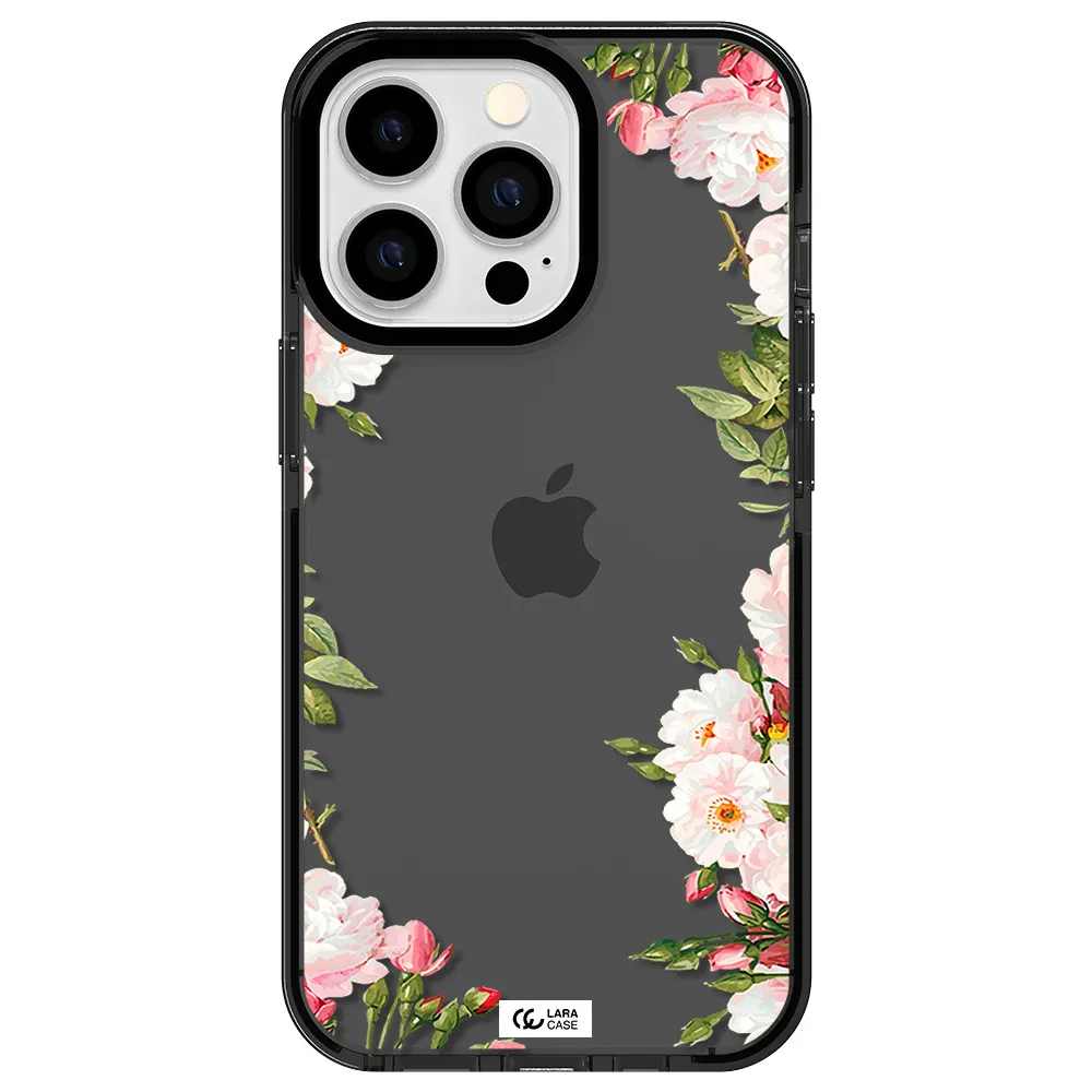 Watercolor Floral Frame Apple iPhone 13 Pro impact Smoke Black Case