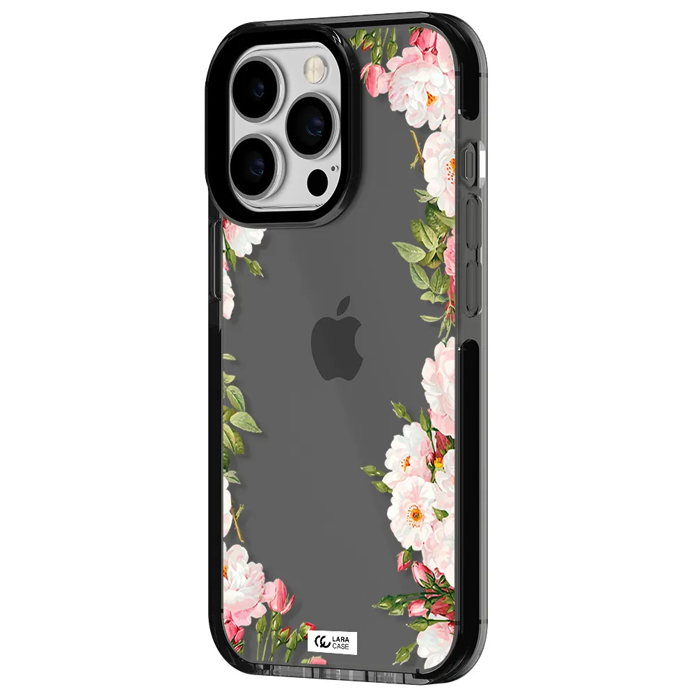 Watercolor Floral Frame Apple iPhone 13 Pro impact Smoke Black Case