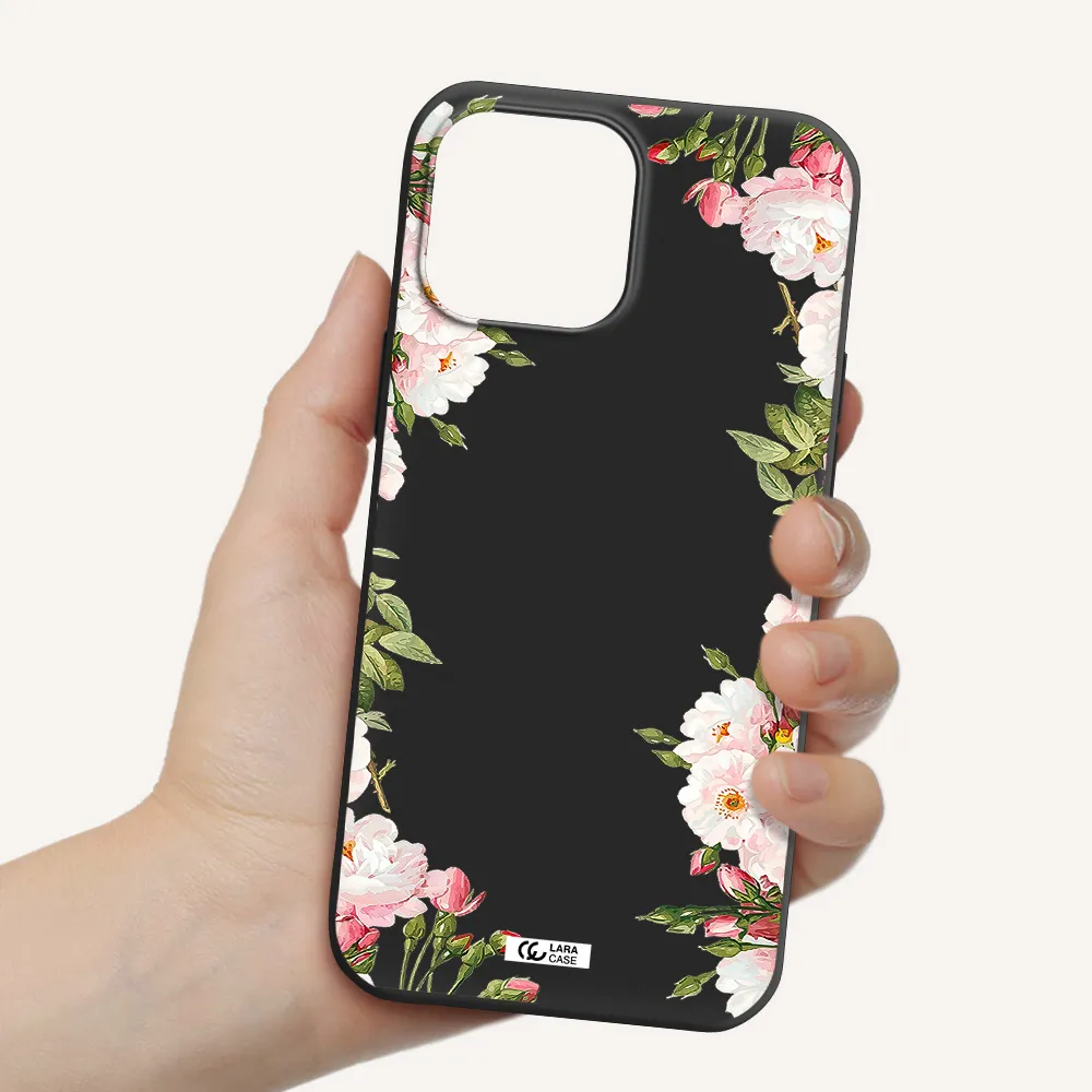 Watercolor Floral Frame Apple iPhone 13 Pro Max Silicone black Case
