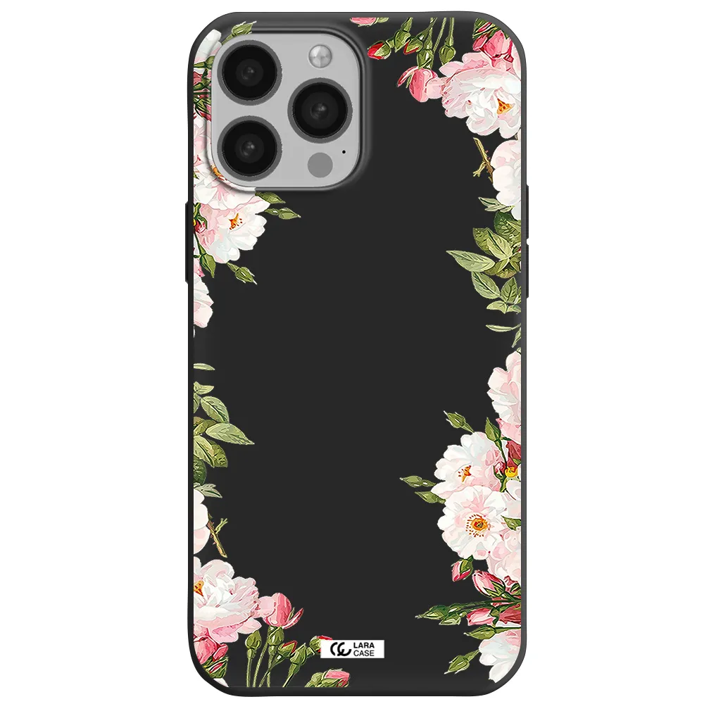 Watercolor Floral Frame Apple iPhone 13 Pro Silicone black Case