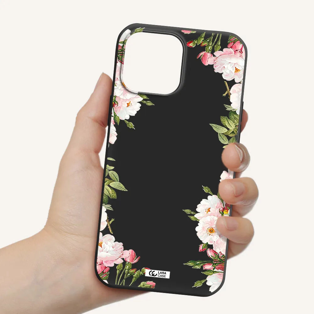 Watercolor Floral Frame Apple iPhone 13 Pro Silicone black Case