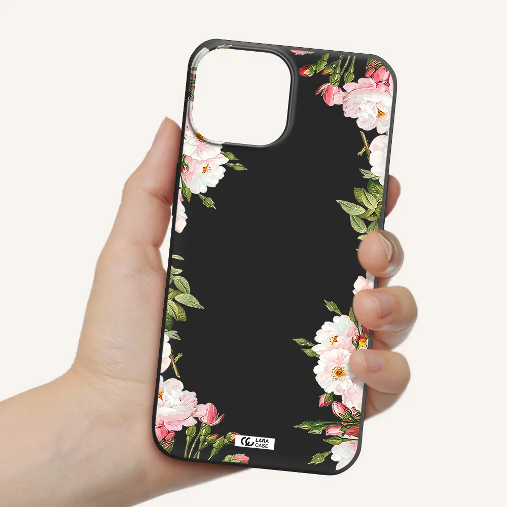 Watercolor Floral Frame Apple iPhone 13 Silicone black Case