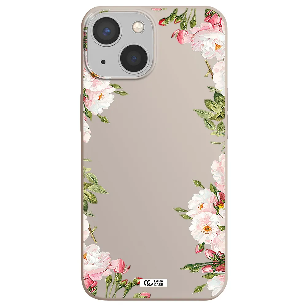 Watercolor Floral Frame Apple iPhone 13 Silicone Stone Case
