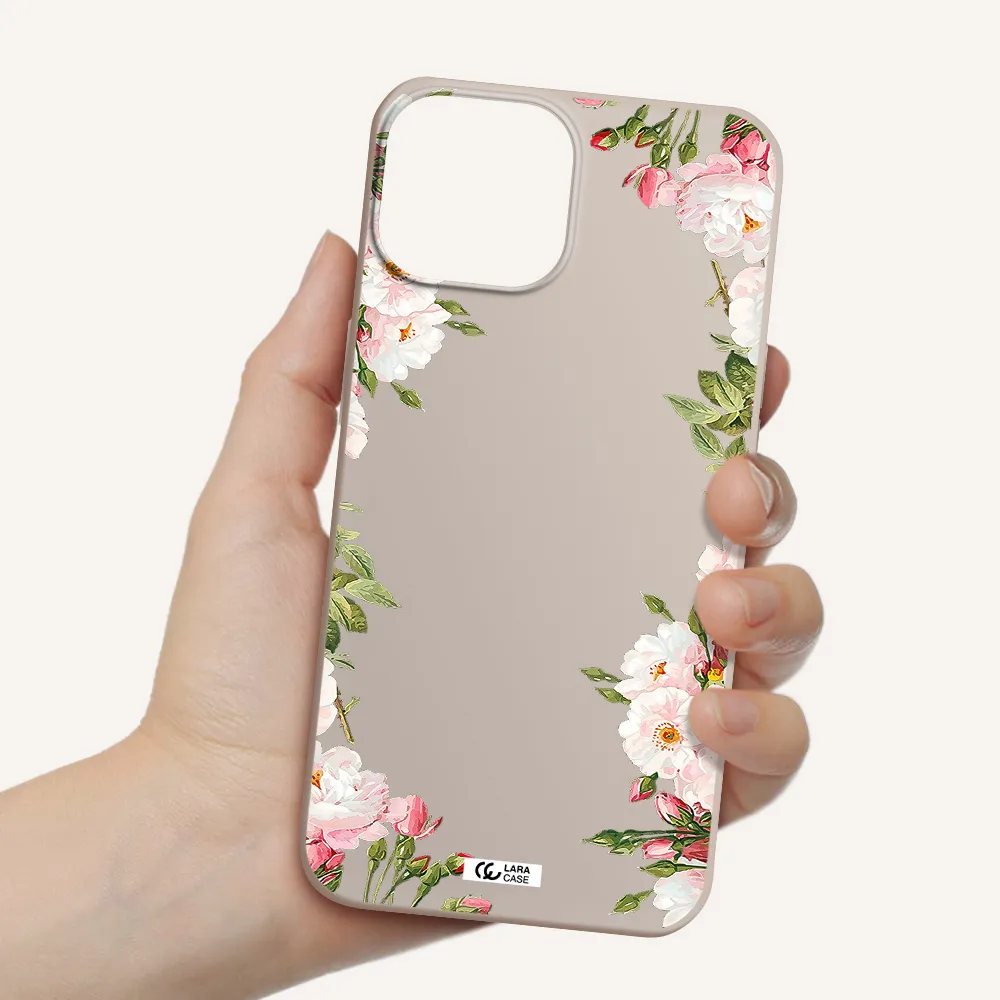Watercolor Floral Frame Apple iPhone 13 Silicone Stone Case