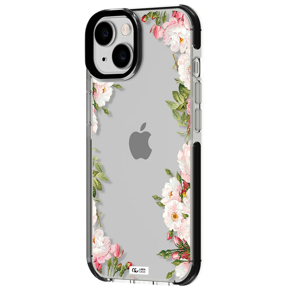 Watercolor Floral Frame Apple iPhone 14 impact black border Case