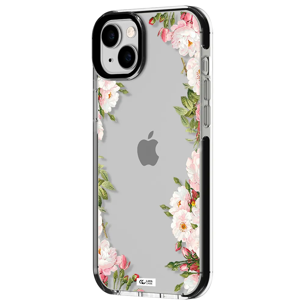Watercolor Floral Frame Apple iPhone 14 plus impact black border Case
