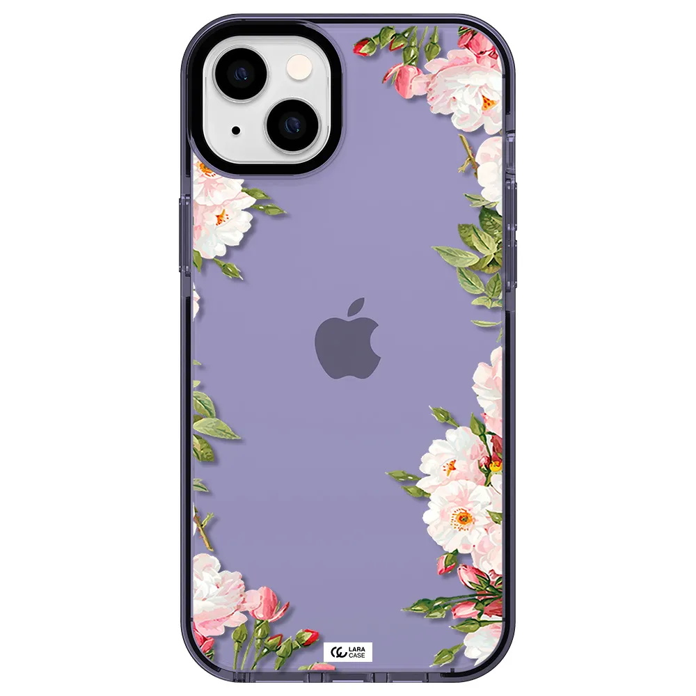 Watercolor Floral Frame Apple iPhone 14 plus impact Lilac Case