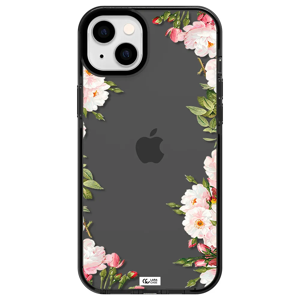 Watercolor Floral Frame Apple iPhone 14 plus impact Smoke Black Case