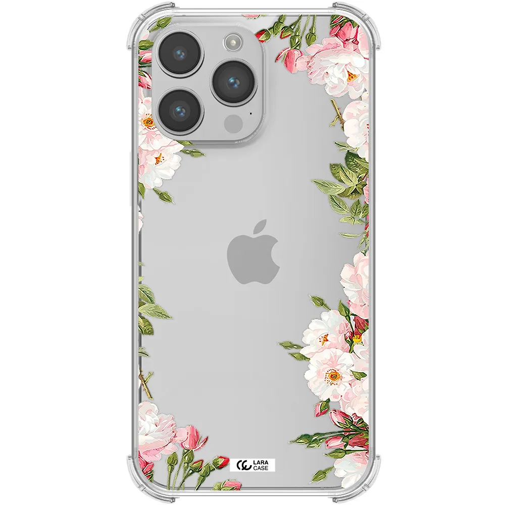 Watercolor Floral Frame Apple iPhone 14 pro Clear PC Case