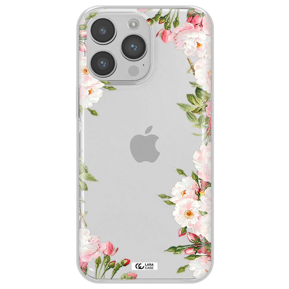 Watercolor Floral Frame Apple iPhone 14 pro max Clear TPU Case