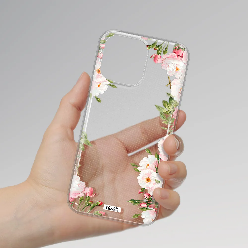 Watercolor Floral Frame Apple iPhone 14 pro max Clear TPU Case
