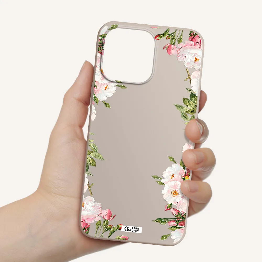 Watercolor Floral Frame Apple iPhone 14 pro max Silicone Stone Case