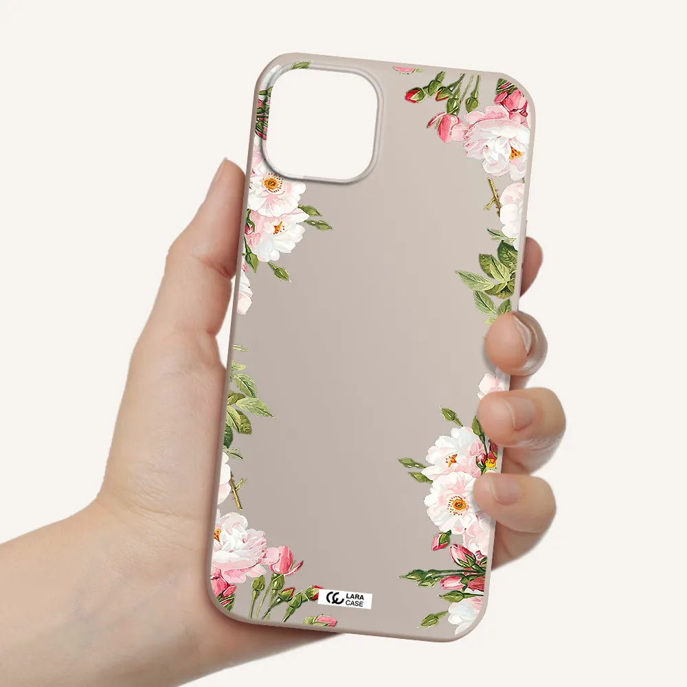 Watercolor Floral Frame Apple iPhone 14 Silicone Stone Case