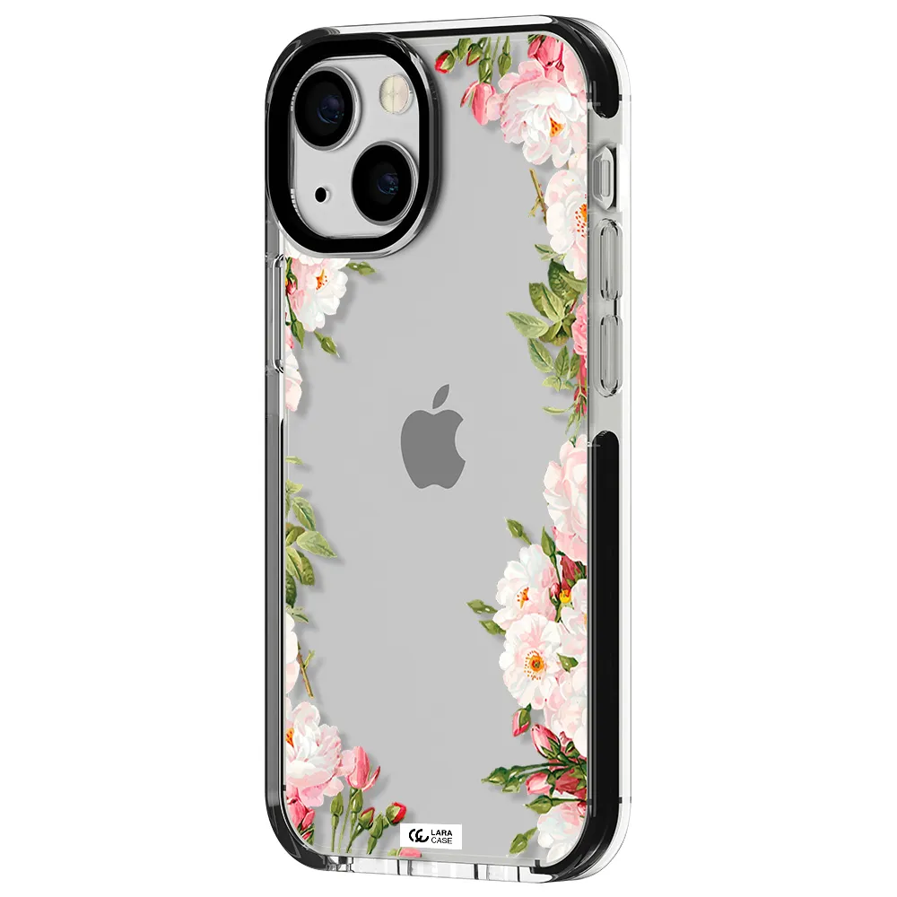 Watercolor Floral Frame Apple iPhone 15 impact black border Case