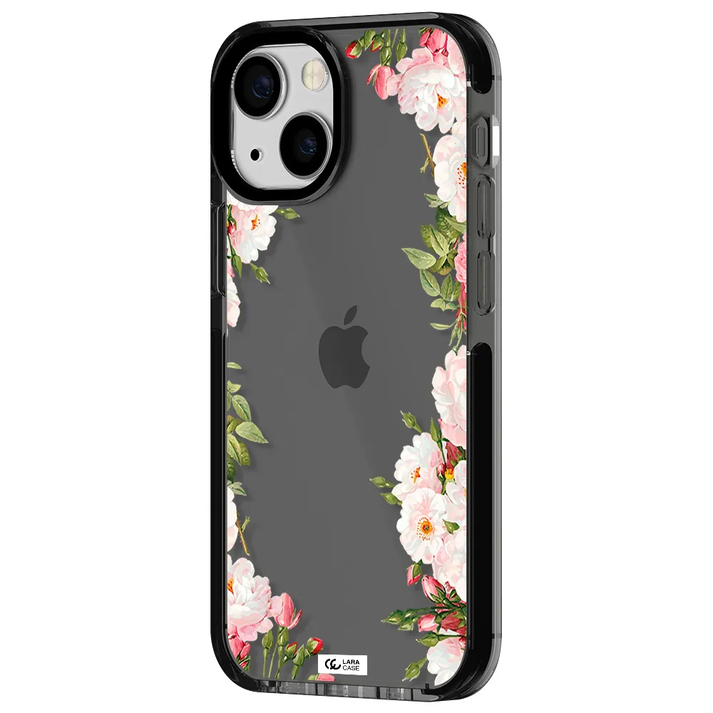 Watercolor Floral Frame Apple iPhone 15 impact Smoke Black Case