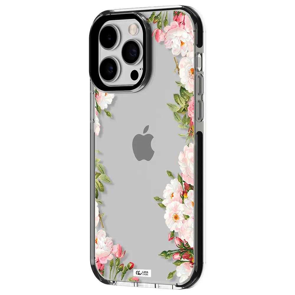 Watercolor Floral Frame Apple iPhone 15 Pro impact black border Case