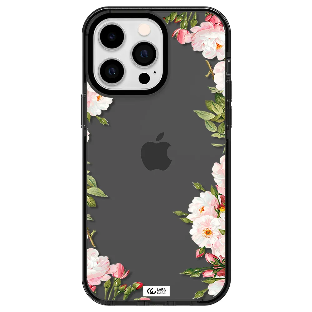 Watercolor Floral Frame Apple iPhone 15 Pro impact Smoke Black Case