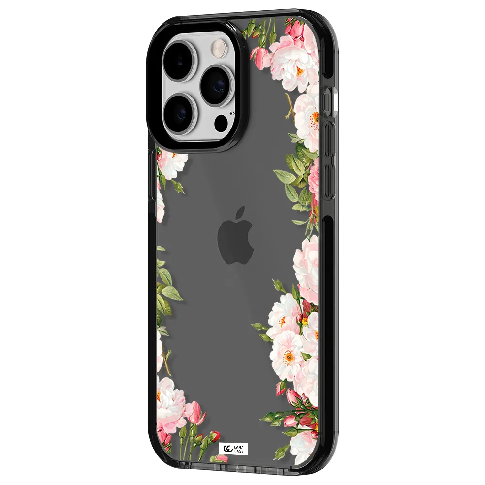 Watercolor Floral Frame Apple iPhone 15 Pro Max impact Smoke Black Case