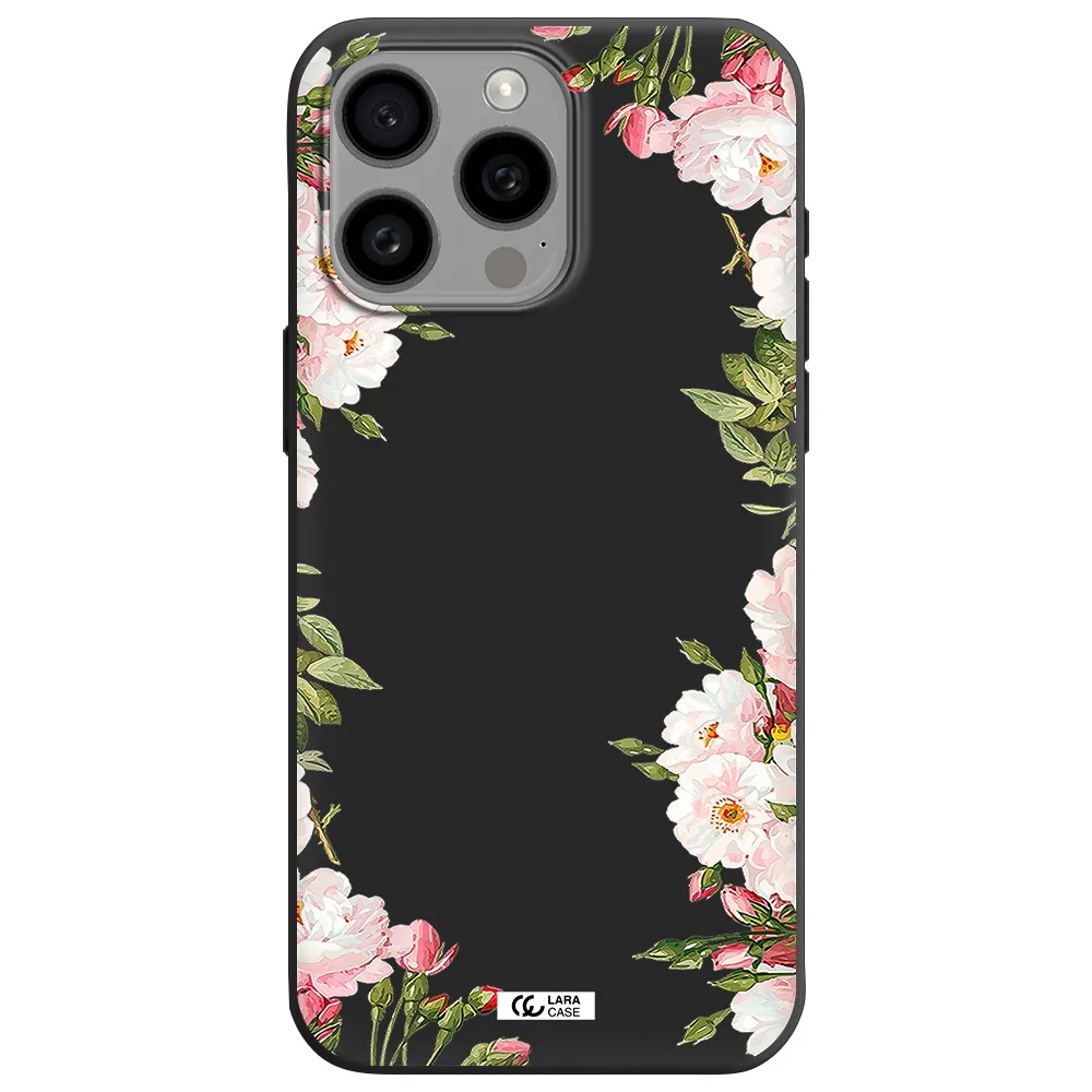 Watercolor Floral Frame Apple Iphone 15 Pro max Silicone black Case