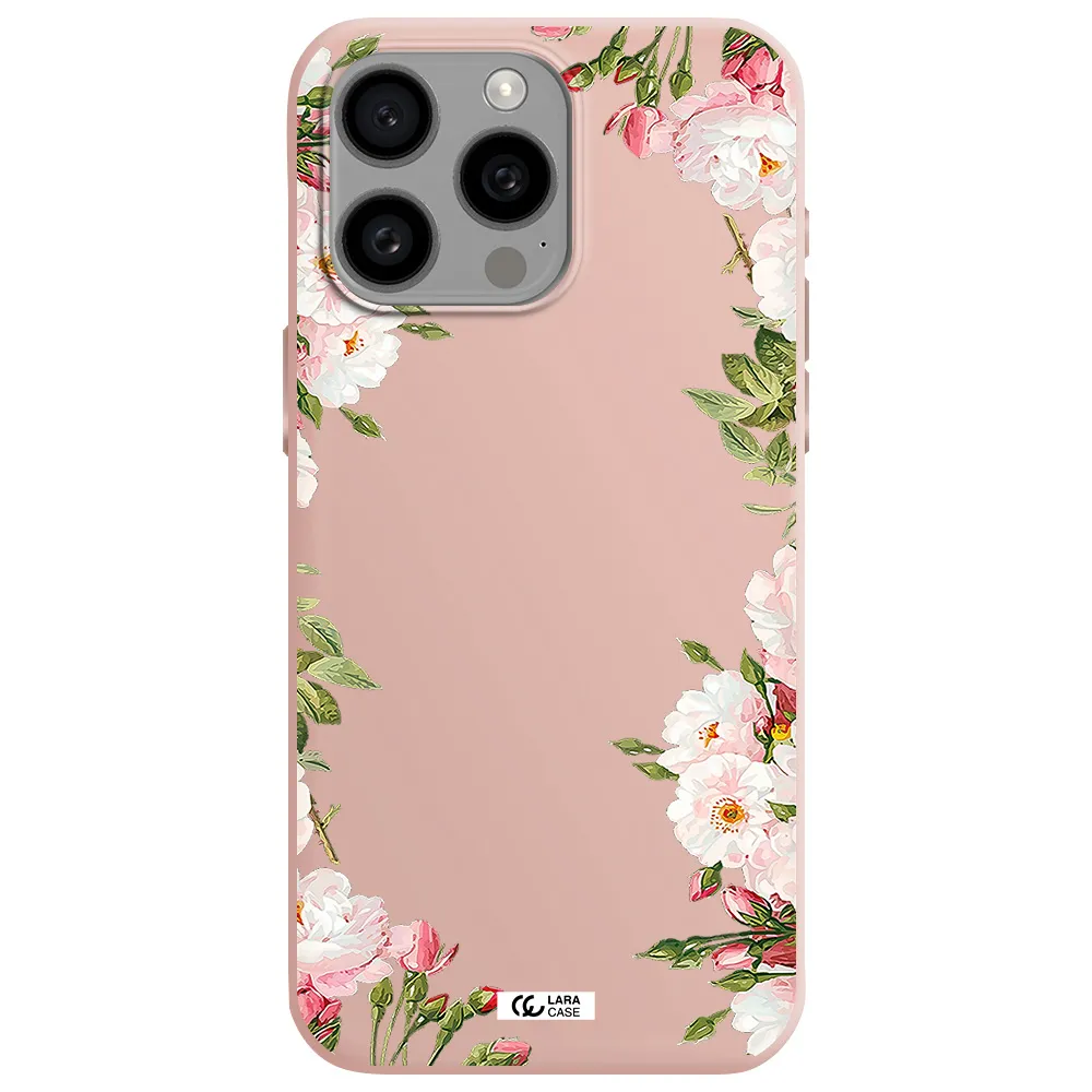Watercolor Floral Frame Apple Iphone 15 Pro max Silicone pastel pink Case