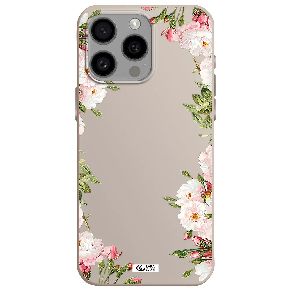 Watercolor Floral Frame Apple Iphone 15 Pro max Silicone Stone Case