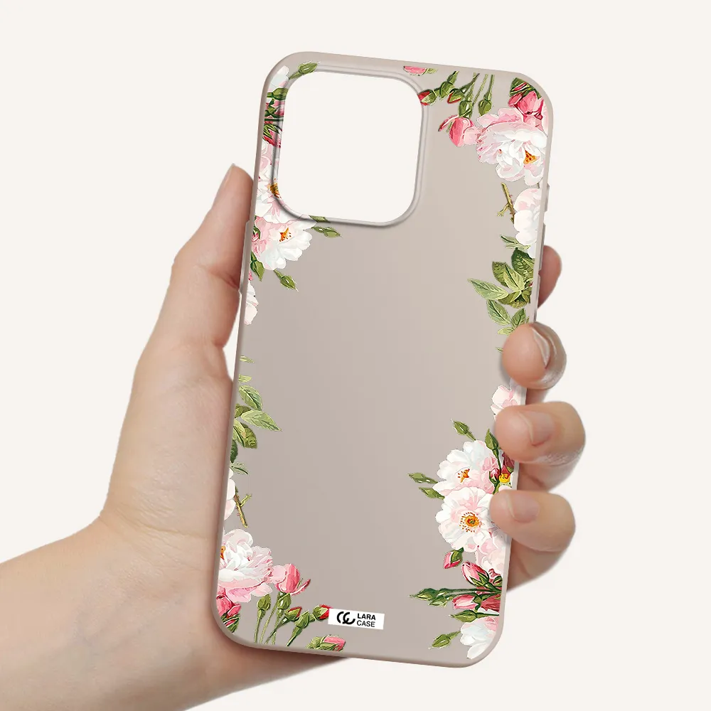 Watercolor Floral Frame Apple Iphone 15 Pro max Silicone Stone Case