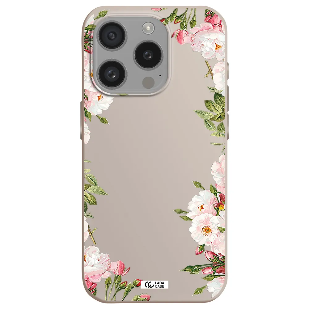Watercolor Floral Frame Apple Iphone 15 Pro Silicone Stone Case