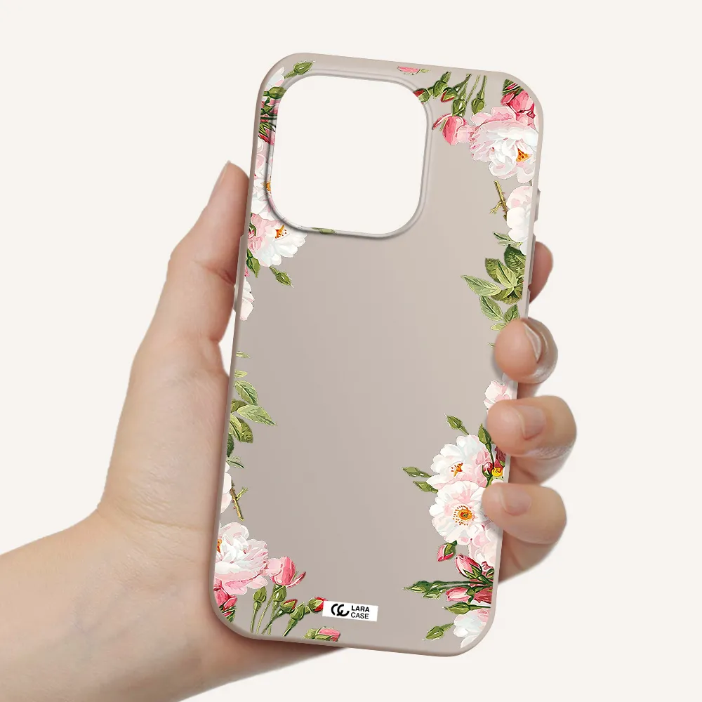 Watercolor Floral Frame Apple Iphone 15 Pro Silicone Stone Case