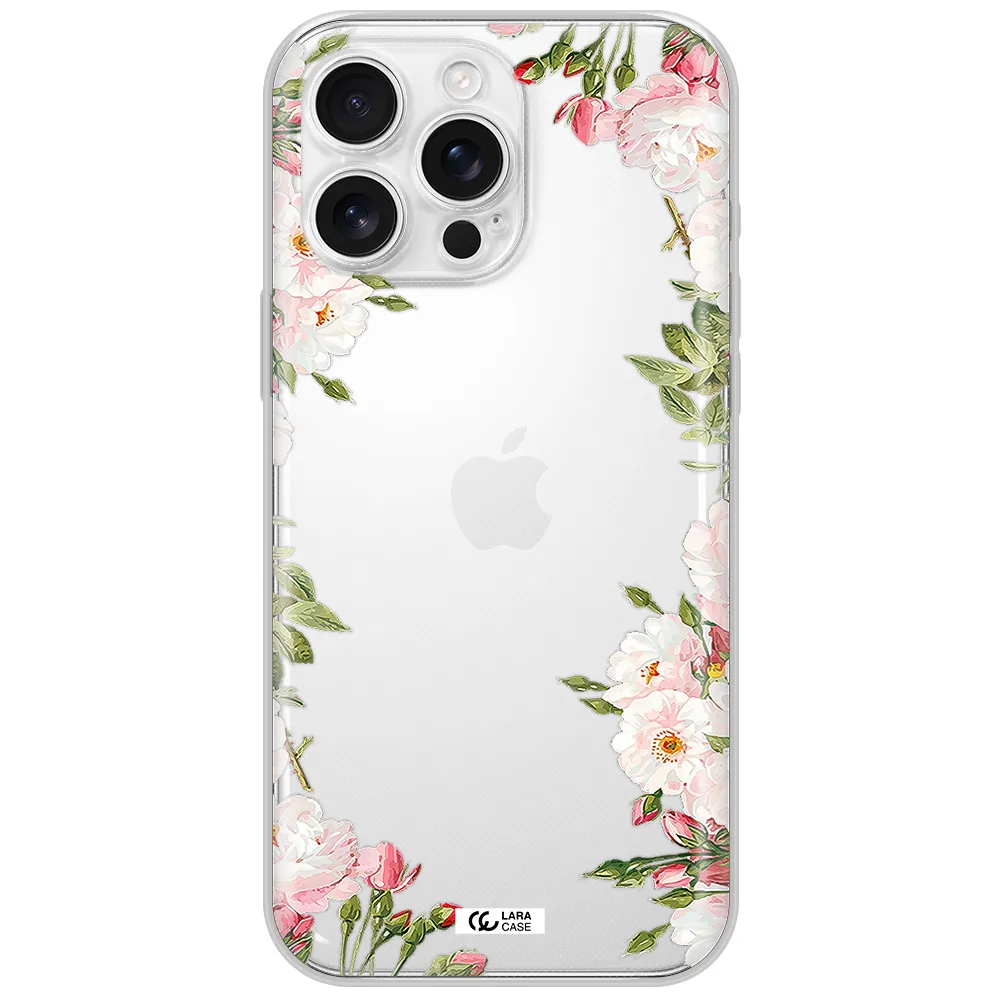 Watercolor Floral Frame Apple Iphone 16 Pro Max Clear Tpu Case