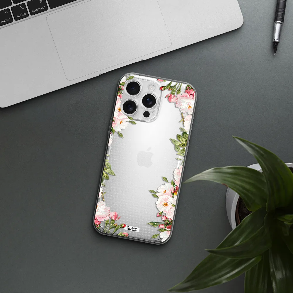Watercolor Floral Frame Apple Iphone 16 Pro Max Clear Tpu Case