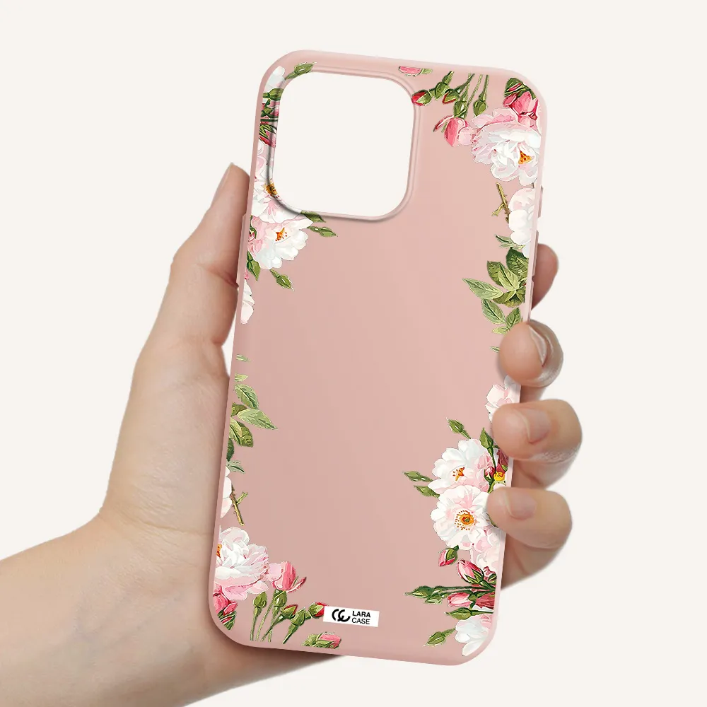 Watercolor Floral Frame Apple Iphone 16 Pro Max Silicone Pastel Pink Case