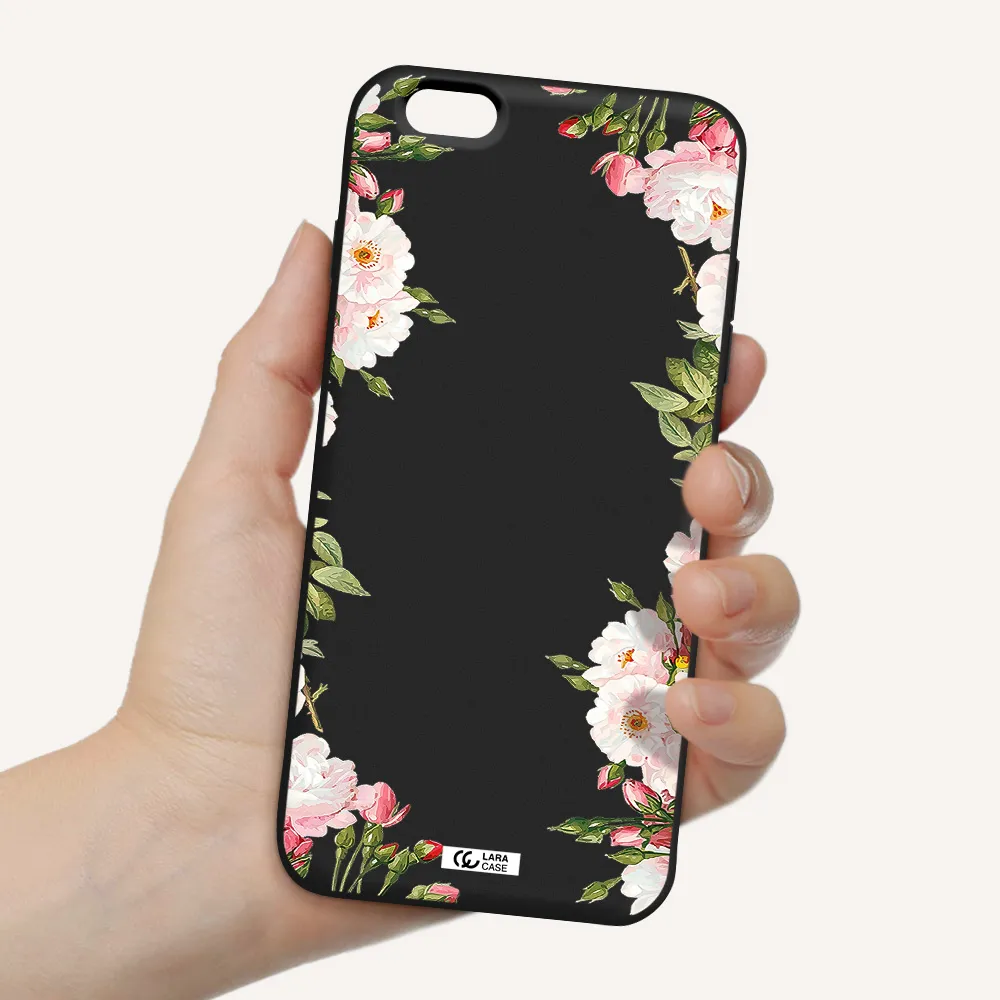 Watercolor Floral Frame Apple iPhone 6 plus Silicone black Case